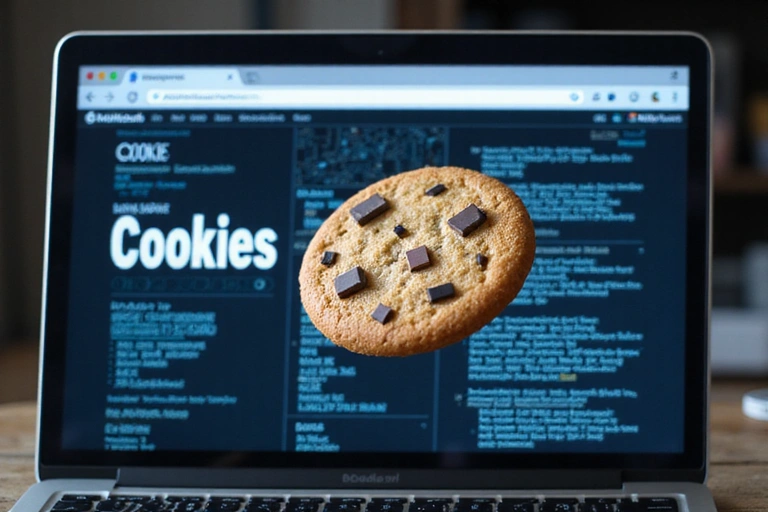 Ilustración de una galleta digital representando una cookie en un navegador web